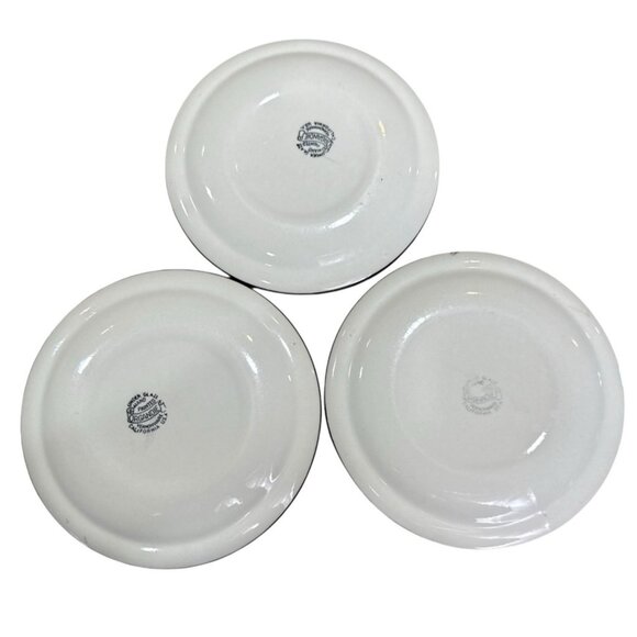 3 Vintage Metlox Vernon Ware Organdie Brown Yellow Plaid Salad Plates 6.2' - Picture 6 of 7